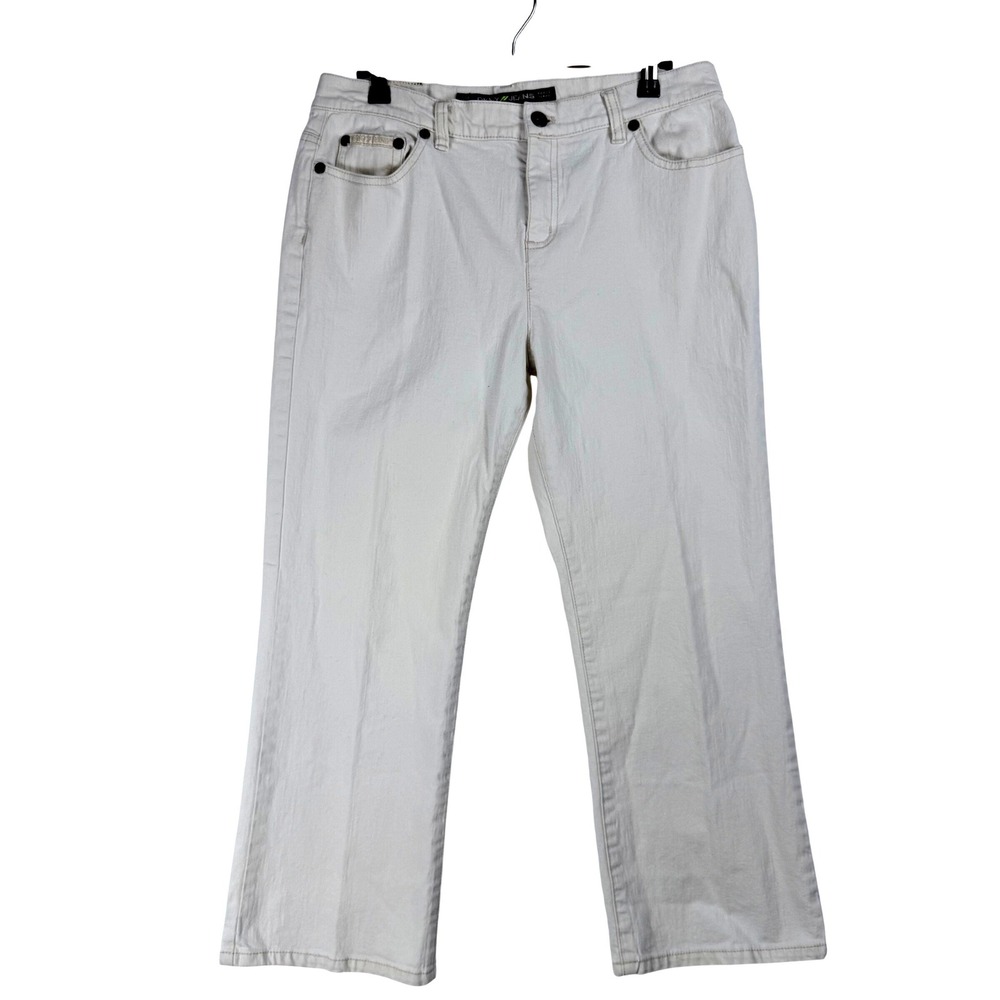 DKNY Jeans Womens Cream Straight Leg Casual Denim Pants Size 10